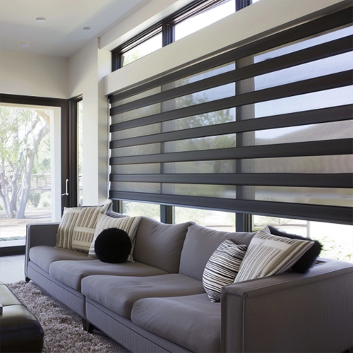 Zebra blinds in a modern living room